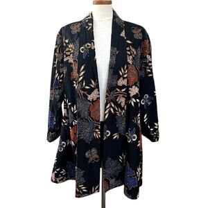 Vintage THEMES Hand Beaded Batik Indonesian Coat L Boho Indie Quirky Artisan